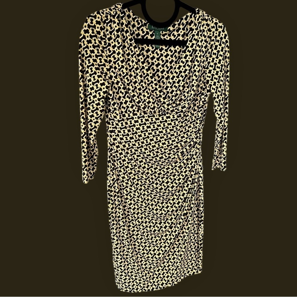 Lauren Ralph Lauren Black and Cream Patterned Dress